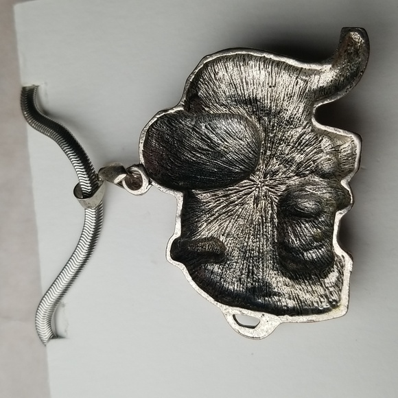 Red Enamel And Rhinestone Elephant Pendant - Picture 2 of 6